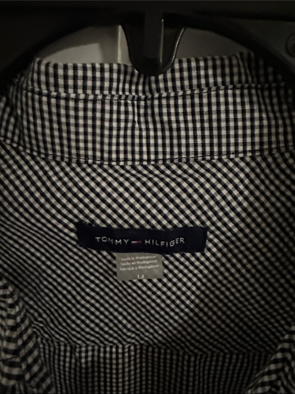 Tommy Hilfiger Sleeveless Gingham Shirt Dress - Black & White - Picture 2 of 3